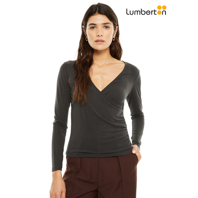 Camiseta m/l escote cruzado gris CT916