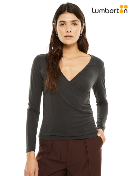 Camiseta m/l escote cruzado gris CT916