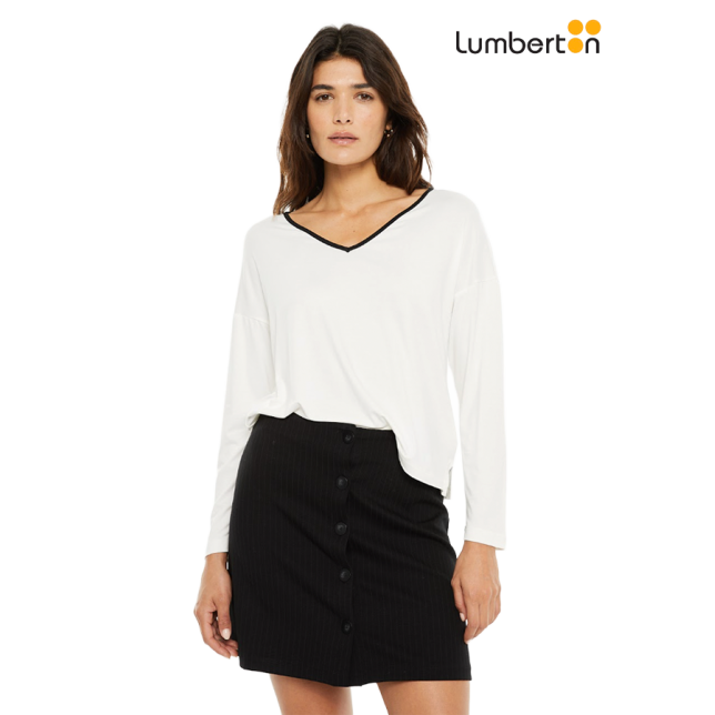 Camiseta pico contraste blanco CT917