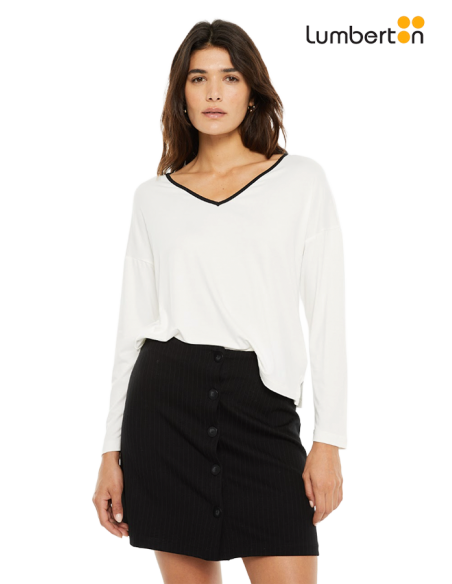 Camiseta pico contraste blanco CT917