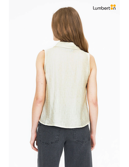 Camisa S/ Mangas Texturizada Crudo Cuello Camisero11241 Wild Pony