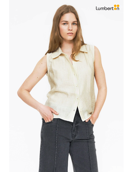 Camisa S/ Mangas Texturizada Crudo Cuello Camisero11241 Wild Pony