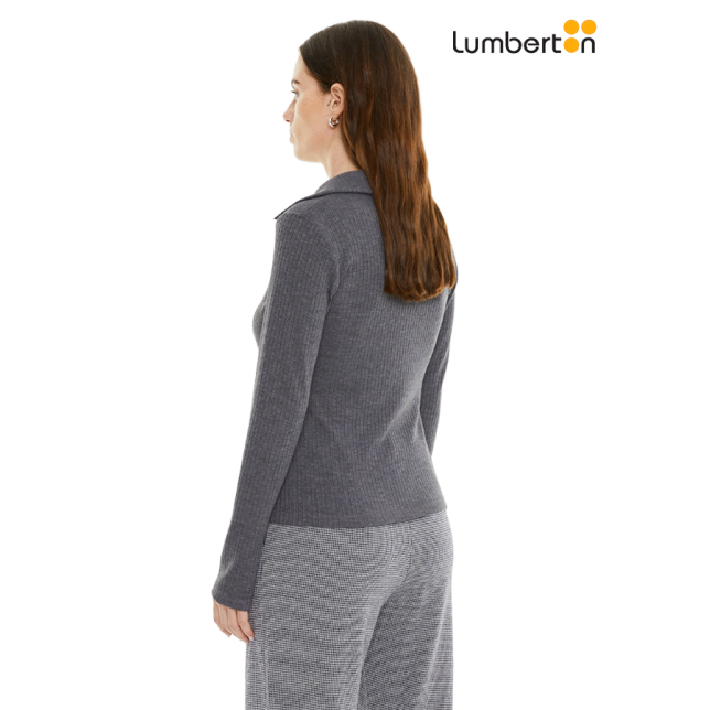 Camisa polo canalé de manga larga T956R