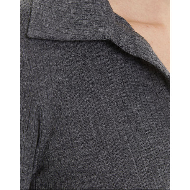 Camisa polo canalé de manga larga T956R