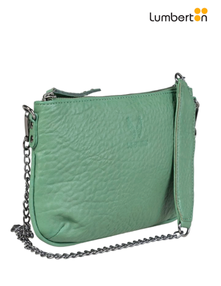 Bolso piel verde con cadena BL71V