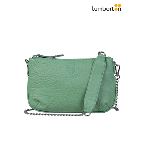 Bolso piel verde con cadena... 2