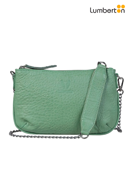 Bolso piel verde con cadena BL71V