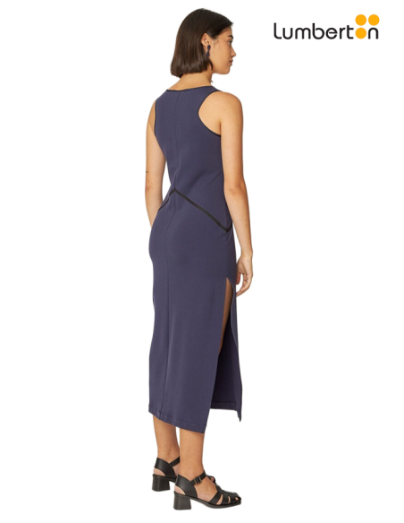 Vestido ajustado largo azul marino con cremallera