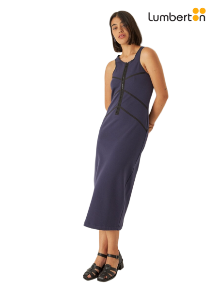 Vestido ajustado largo azul marino con cremallera