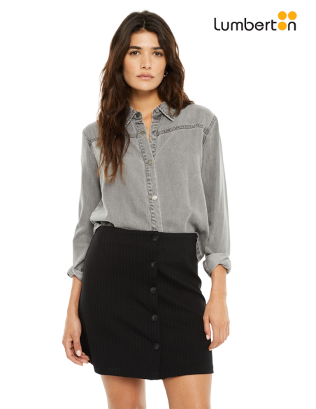 Camisa Vaquera Gris Lavado Estilo Western CA905