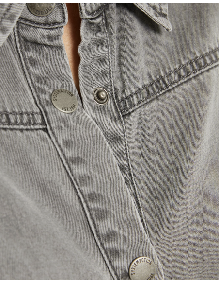 Camisa Vaquera Gris Lavado Estilo Western CA905