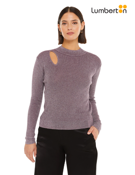 Jersey lurex cutout Morado JEN27