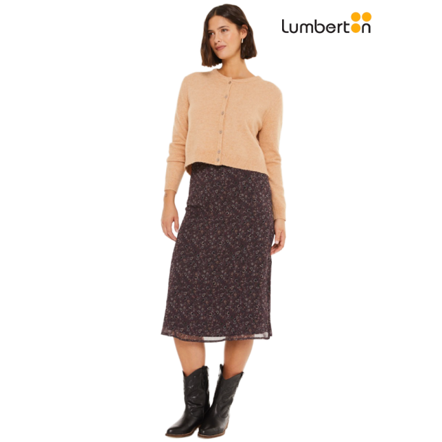 Falda midi estampado floral pequeño...