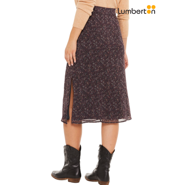 Falda midi estampado floral pequeño...