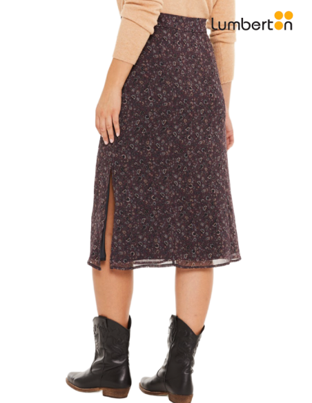 Falda midi estampado floral pequeño FA921