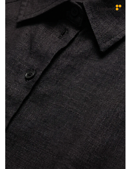 Camisa Lino Escote Camisero NegroCA420 Systemaction