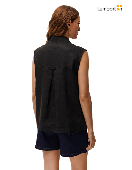Camisa Lino Escote Camisero NegroCA420 Systemaction