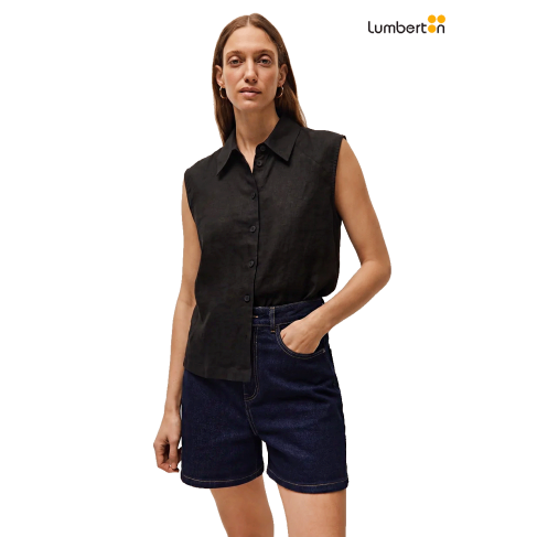 Camisa Lino Escote Camisero...