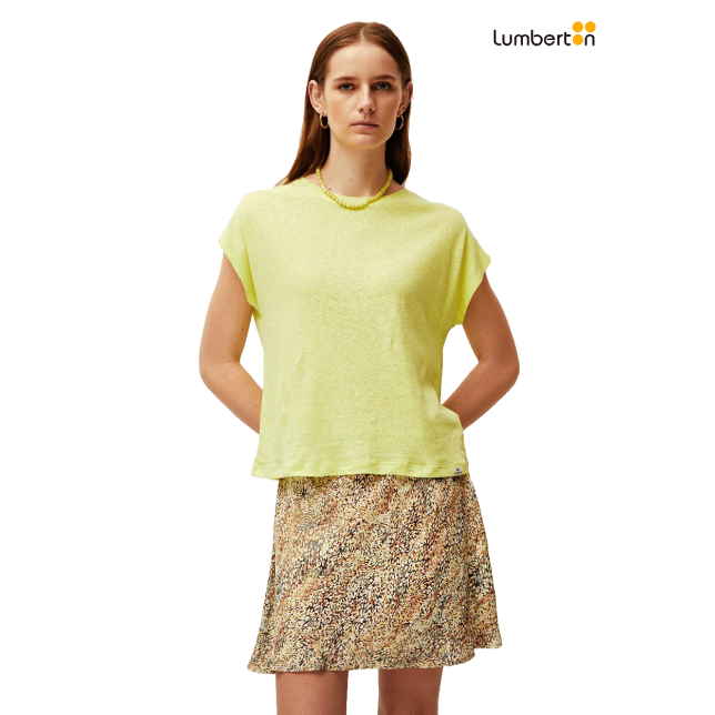 Camiseta Lino Manga Corta Verde...