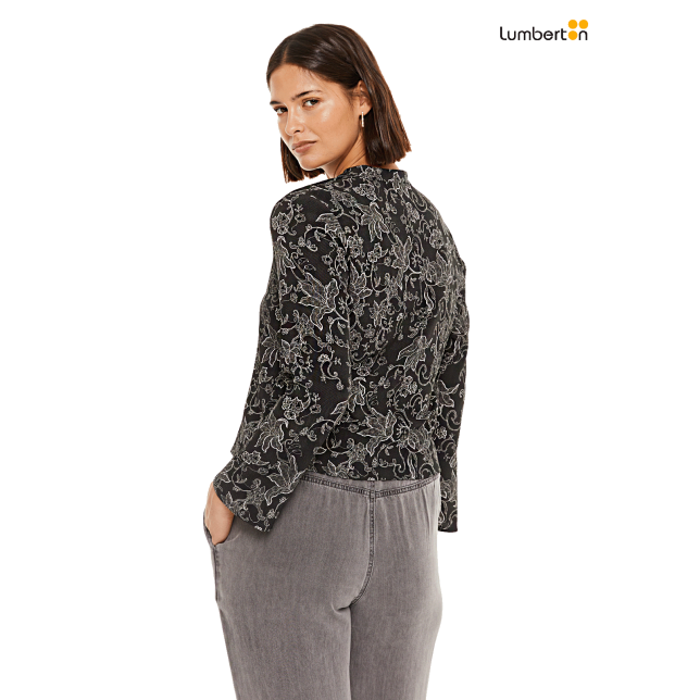 Blusa Gris Oscuro  Estampado Floral...