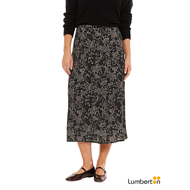 Falda Gris Oscuro Estampado Floral...