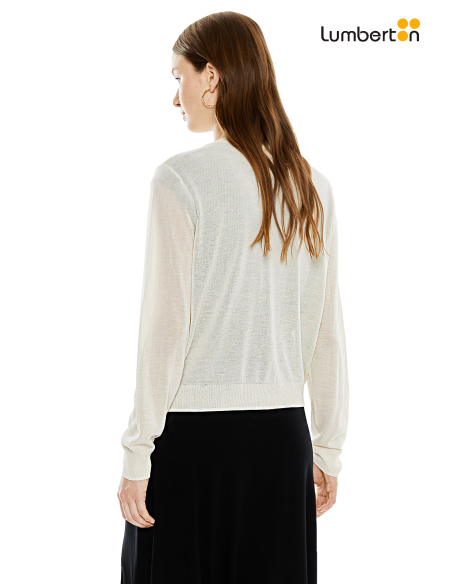 Cardigan Punto Fino Crudo Cuello Mao RE709 Systemaction