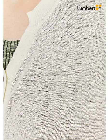 Cardigan Punto Fino Crudo Cuello Mao RE709 Systemaction