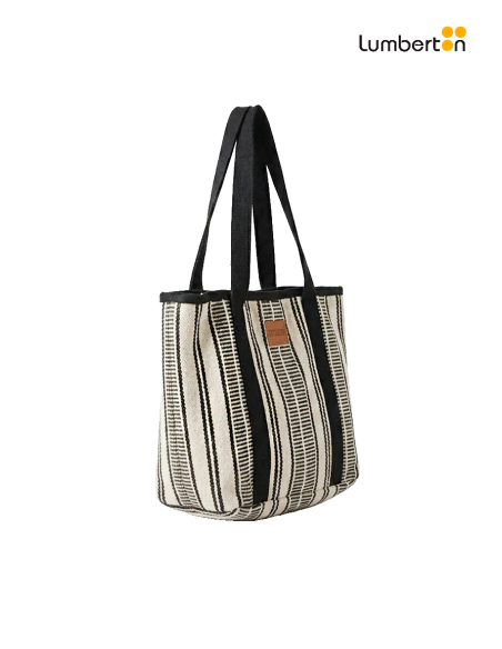 Bolso De Tela Rayas NegroBL309 Systemaction