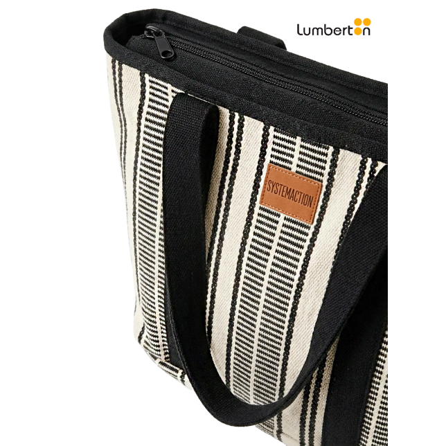 Bolso De Tela Rayas NegroBL309...