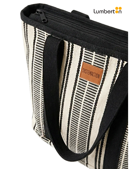 Bolso De Tela Rayas NegroBL309 Systemaction
