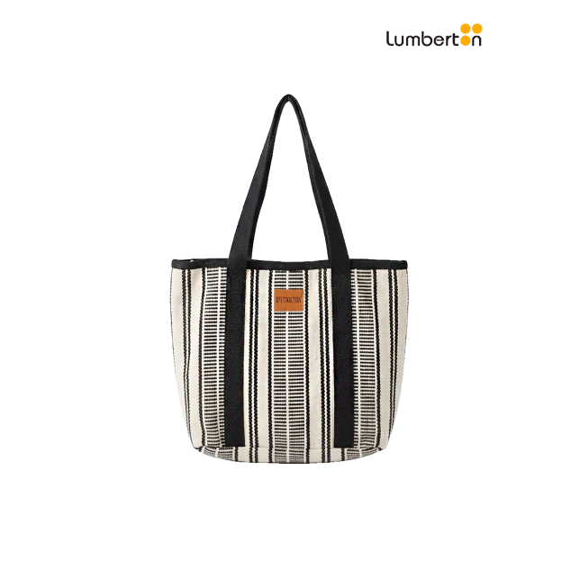 Bolso De Tela Rayas NegroBL309...