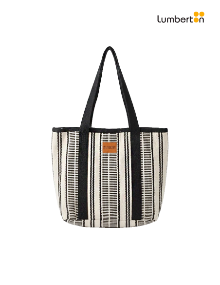 Bolso De Tela Rayas NegroBL309 Systemaction