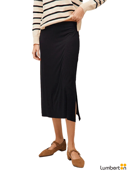 Falda Midi Negra Goma CinturaFA701 Systemaction