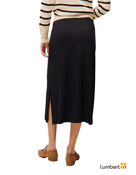 Falda Midi Negra Goma CinturaFA701 Systemaction