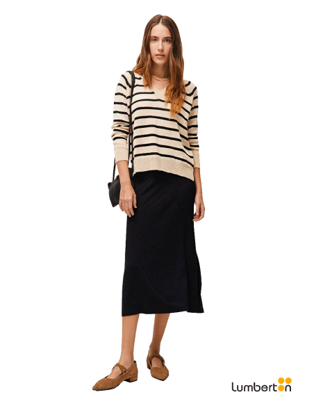 Falda Midi Negra Goma CinturaFA701 Systemaction