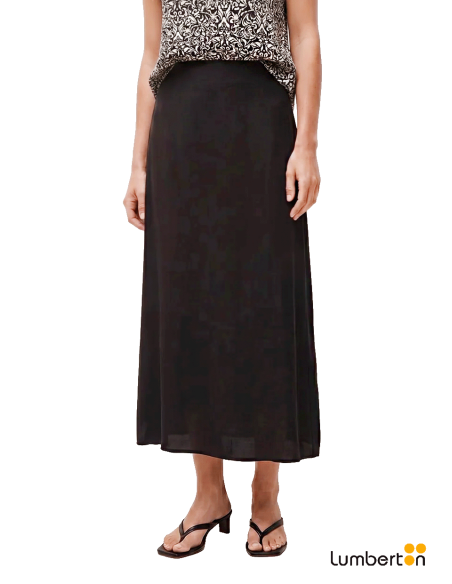 Falda Midi Efecto Desgastado Cremallera NegraFA912 Systemaction