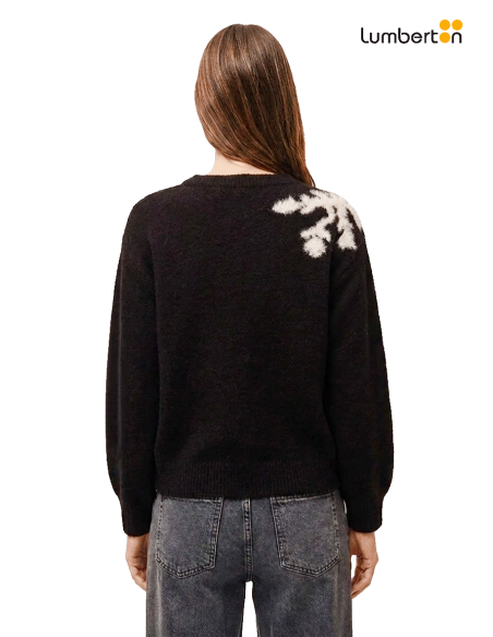 Jersey Punto Grueso Floral Negro M/LJE915 Systemaction