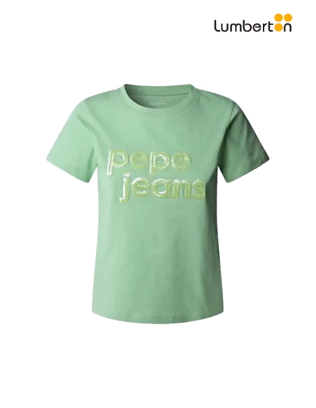 Camiseta Manga Corta Logo Lentejuelas Verde ARIAFR Pepe Jeans