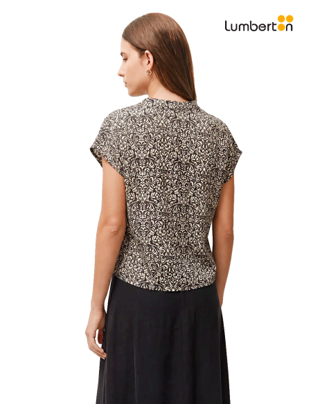 Blusa Negra Estampada Cuello MaoCA708 Systemaction