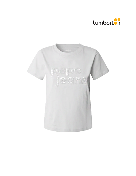 Camiseta M/C Logo Lentejuelas BlancaARIAWH Pepe Jeans