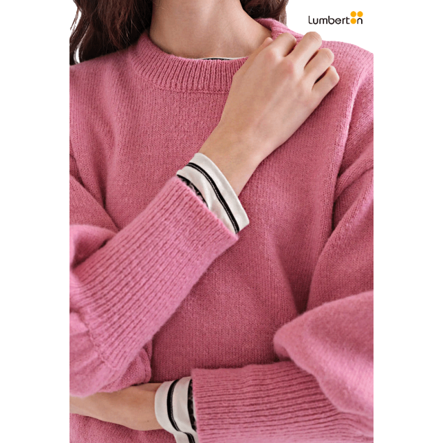 Jersey Punto Grueso Rosa Mangas...
