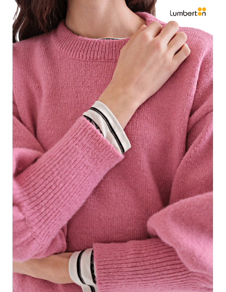 Jersey Punto Grueso Rosa Mangas Abullonadas10248 Compañía Fantástica