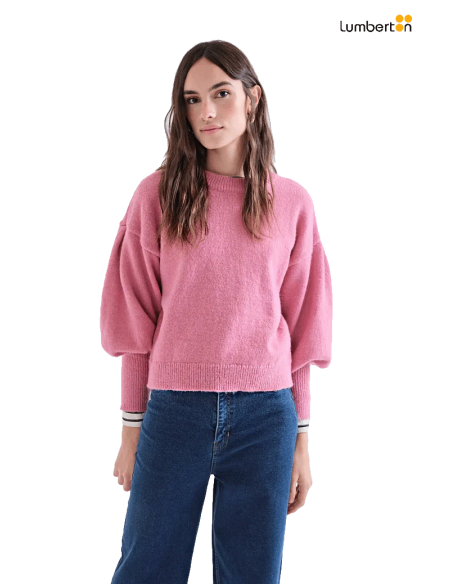 Jersey Punto Grueso Rosa Mangas Abullonadas10248 Compañía Fantástica
