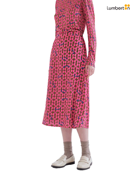 Falda Midi Rosa Estampada41006 Compañía Fantástica