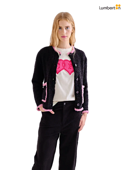Chaqueta Negra Detalle Rosa10306 Compañía Fantástica