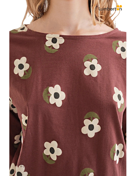 Camiseta M/L Granate Estampado Flores42020 Compañía Fantástica