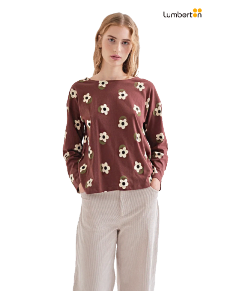 Camiseta M/L Granate Estampado Flores42020 Compañía Fantástica