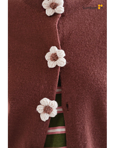 Chaqueta Corta Granate Botones Flores10313 Compañía Fantástica