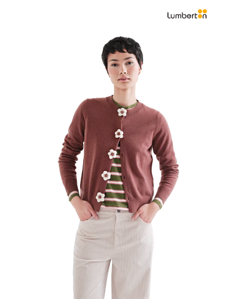 Chaqueta Corta Granate Botones Flores10313 Compañía Fantástica