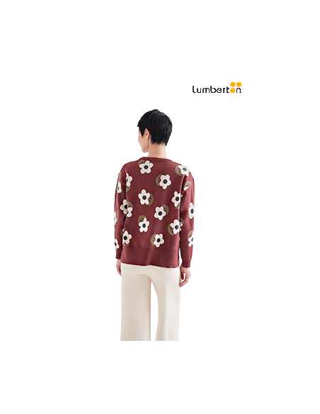 Jersey Grueso Granate Estampado Flores10202 Compañía Fantástica